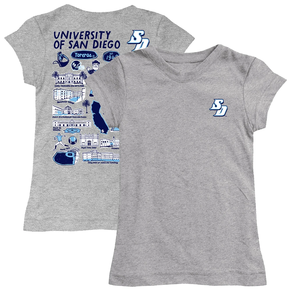 Girls Toddler Vive La Fete Heather Gray San Diego Toreros Impressions Artwork T-Shirt