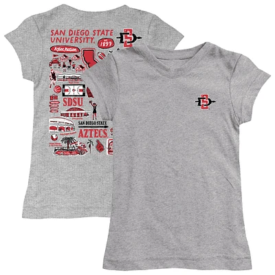Girls Toddler Vive La Fete Heather Gray San Diego State Aztecs Impressions Artwork T-Shirt