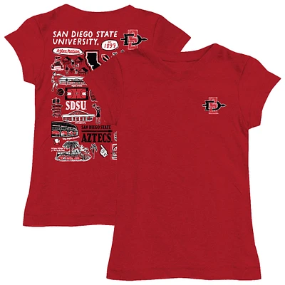 Girls Toddler Vive La Fete Cardinal San Diego State Aztecs Impressions Artwork T-Shirt