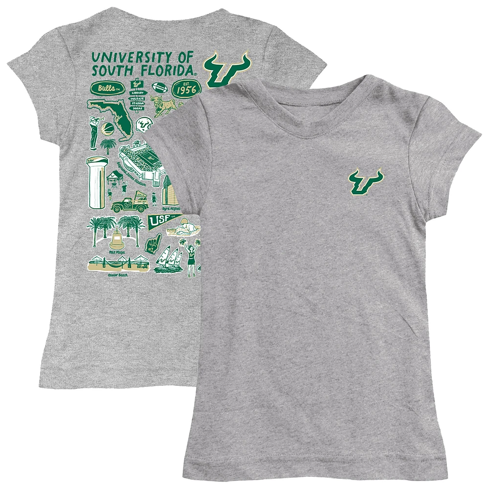 Girls Toddler Vive La Fete Heather Gray South Florida Bulls Impressions Artwork T-Shirt