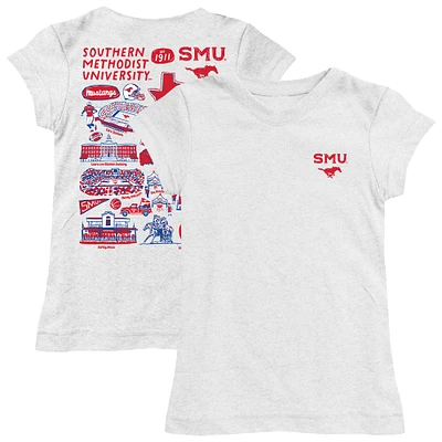 Girls Toddler Vive La Fete White SMU Mustangs Impressions Artwork T-Shirt