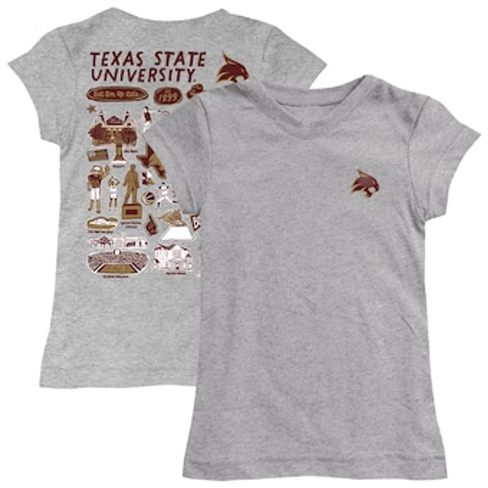 Girls Toddler Vive La Fete Heather Gray Texas State Bobcats Impressions Artwork T-Shirt