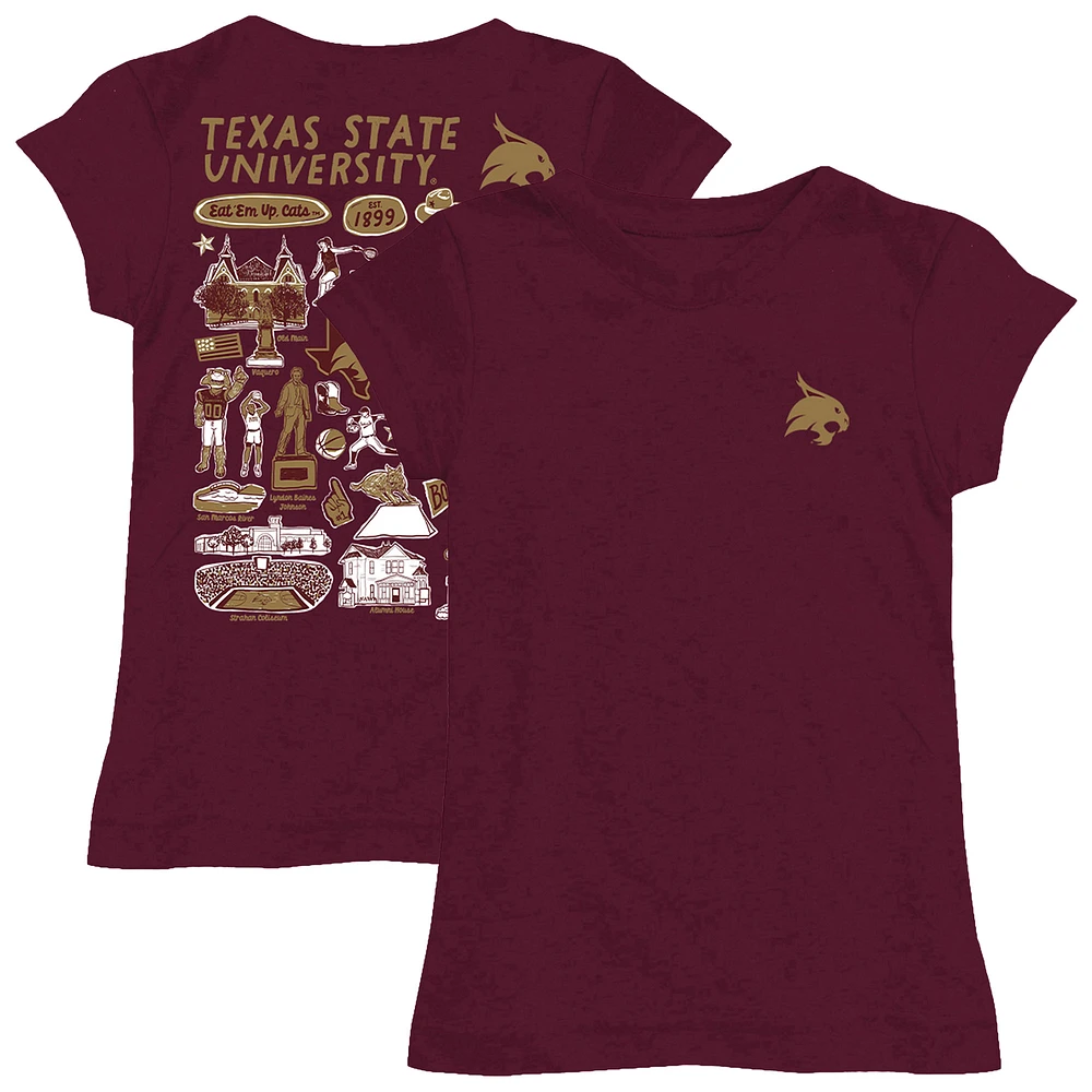 Girls Toddler Vive La Fete Maroon Texas State Bobcats Impressions Artwork T-Shirt