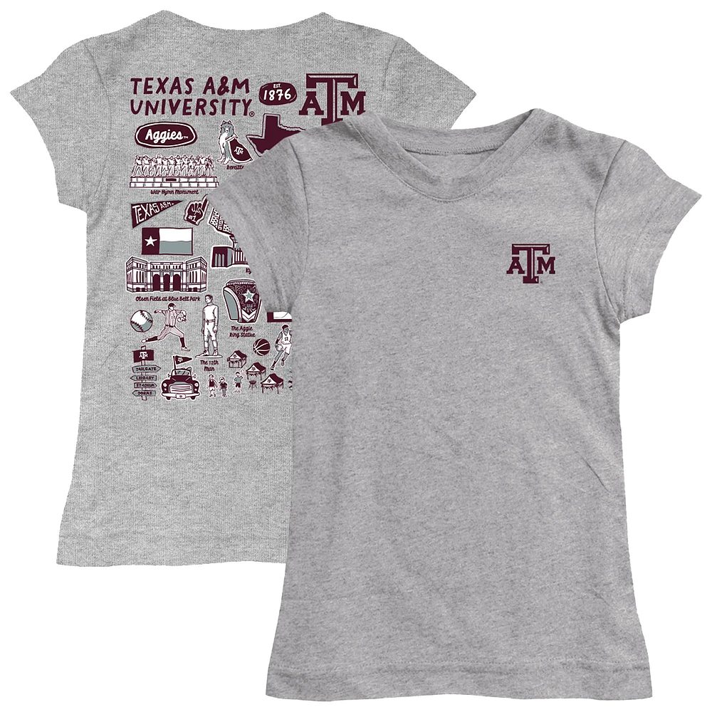 Girls Toddler Vive La Fete Heather Gray Texas A&M Aggies Impressions Artwork T-Shirt
