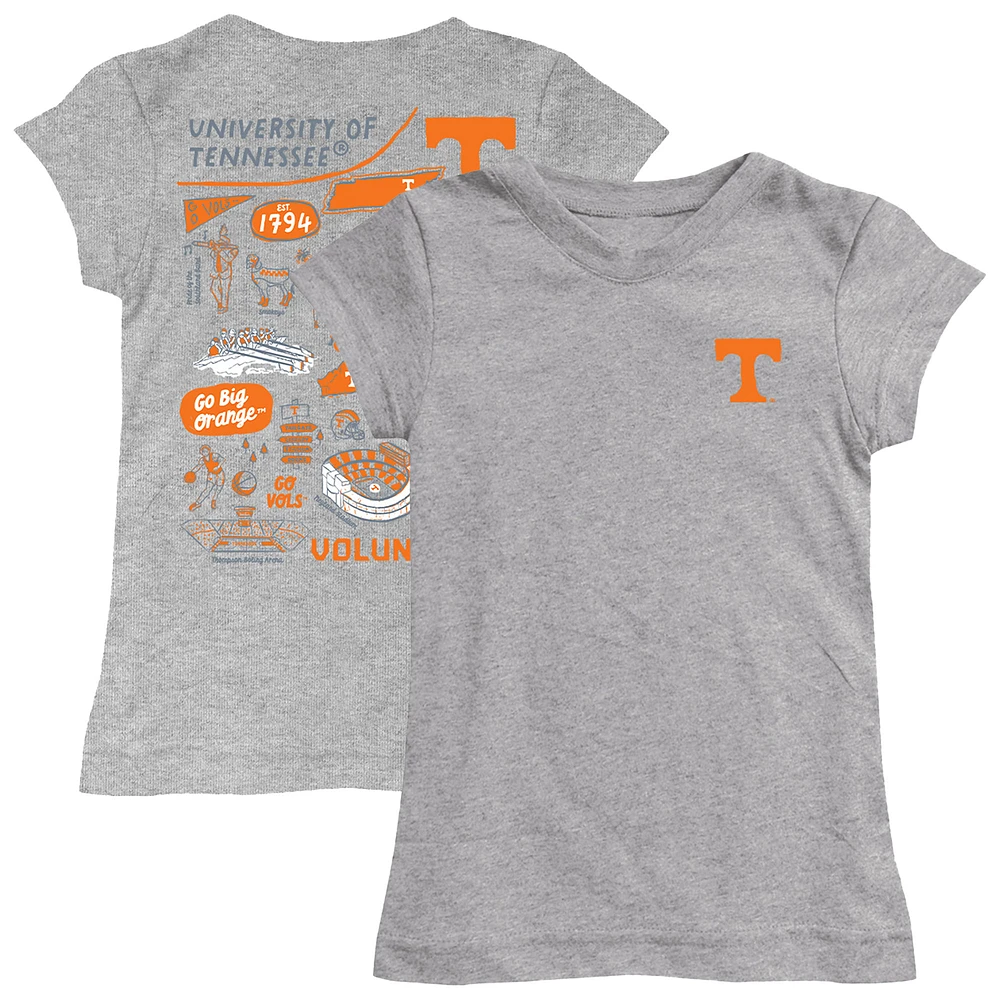 Girls Toddler Vive La Fete Heather Gray Tennessee Volunteers Impressions Artwork T-Shirt