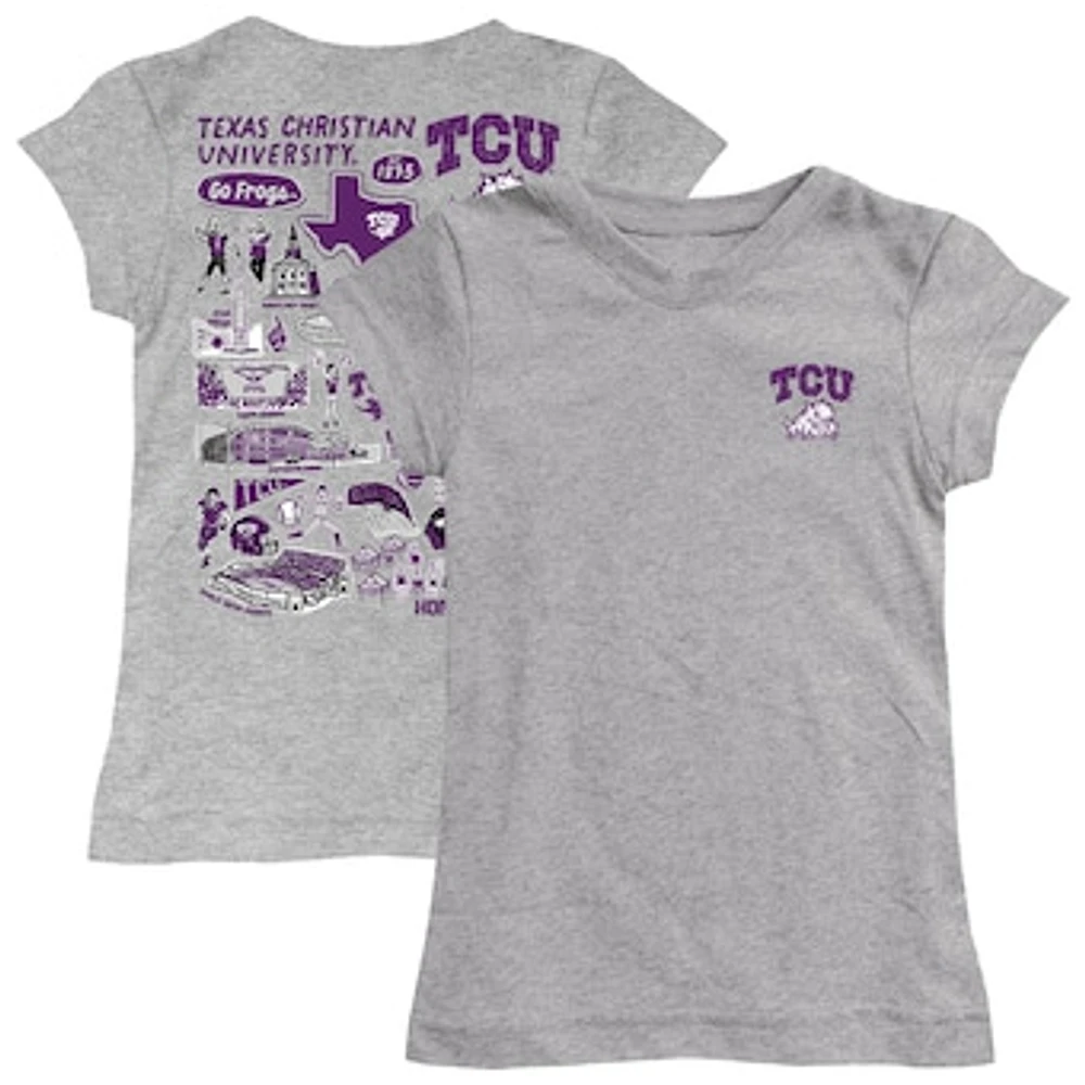 Girls Toddler Vive La Fete Heather Gray TCU Horned Frogs Impressions Artwork T-Shirt