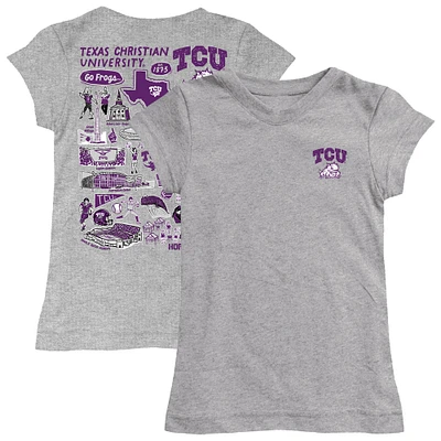 Girls Toddler Vive La Fete Heather Gray TCU Horned Frogs Impressions Artwork T-Shirt
