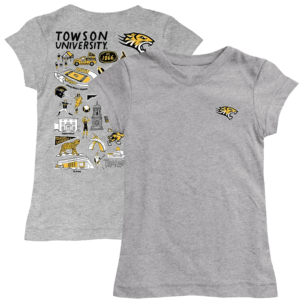 Girls Toddler Vive La Fete Heather Gray Towson Tigers Impressions Artwork T-Shirt