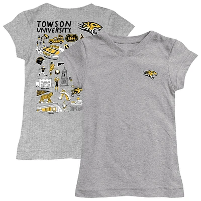 Girls Toddler Vive La Fete Heather Gray Towson Tigers Impressions Artwork T-Shirt