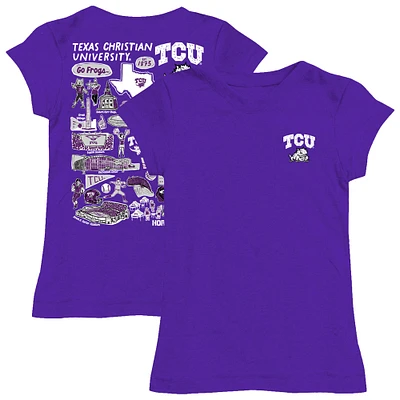 Girls Toddler Vive La Fete Purple TCU Horned Frogs Impressions Artwork T-Shirt