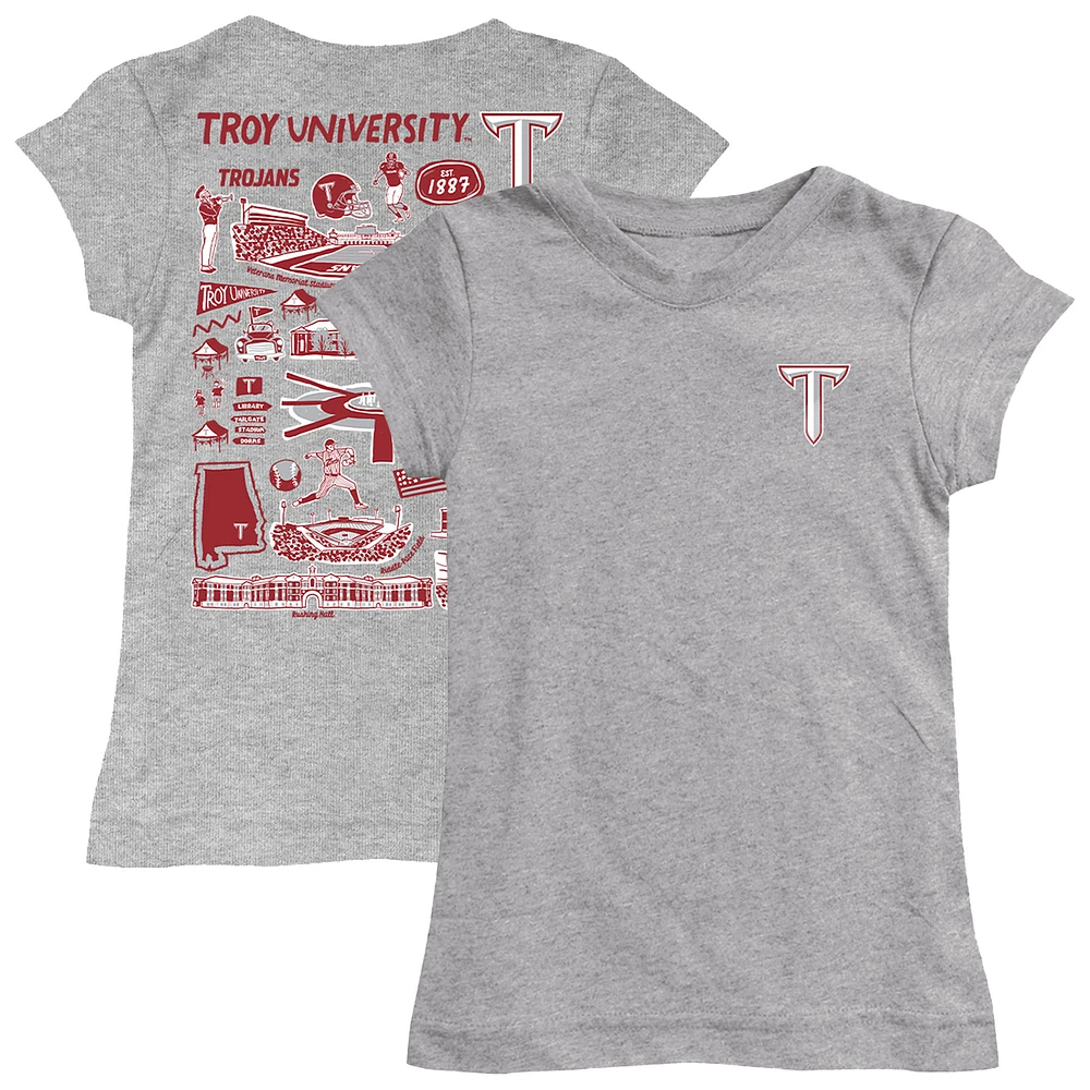 Girls Toddler Vive La Fete Heather Gray Troy University Trojans Impressions Artwork T-Shirt