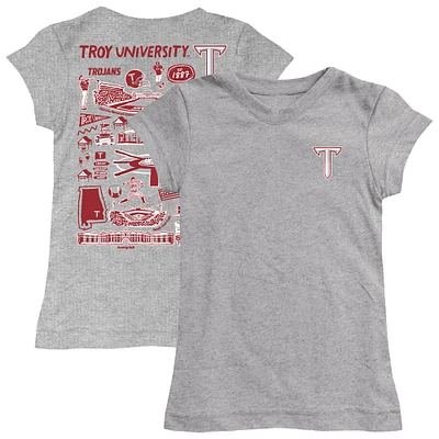 Girls Toddler Vive La Fete Heather Gray Troy University Trojans Impressions Artwork T-Shirt
