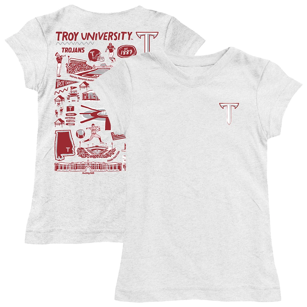 Girls Toddler Vive La Fete White Troy University Trojans Impressions Artwork T-Shirt