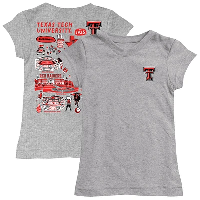 Girls Toddler Vive La Fete Heather Gray Texas Tech Red Raiders Impressions Artwork T-Shirt
