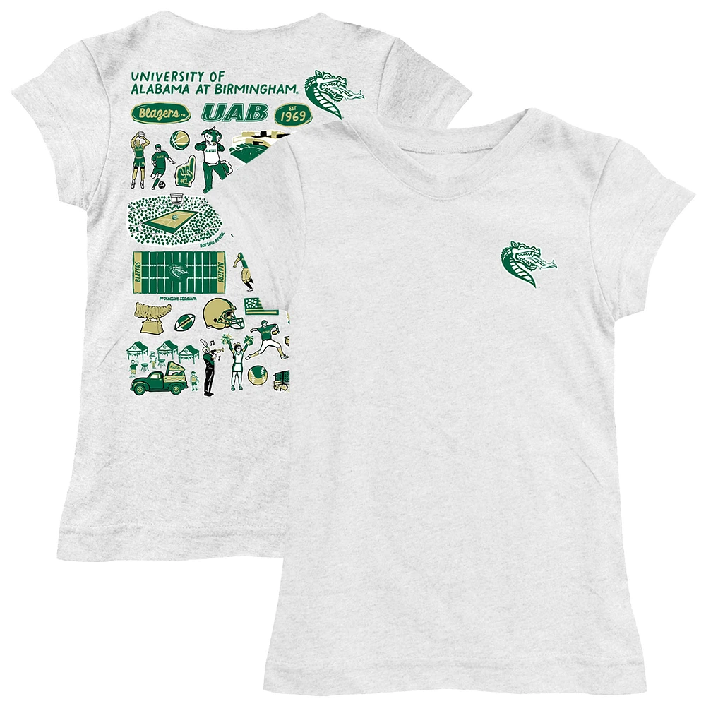 Girls Toddler Vive La Fete White UAB Blazers Impressions Artwork T-Shirt