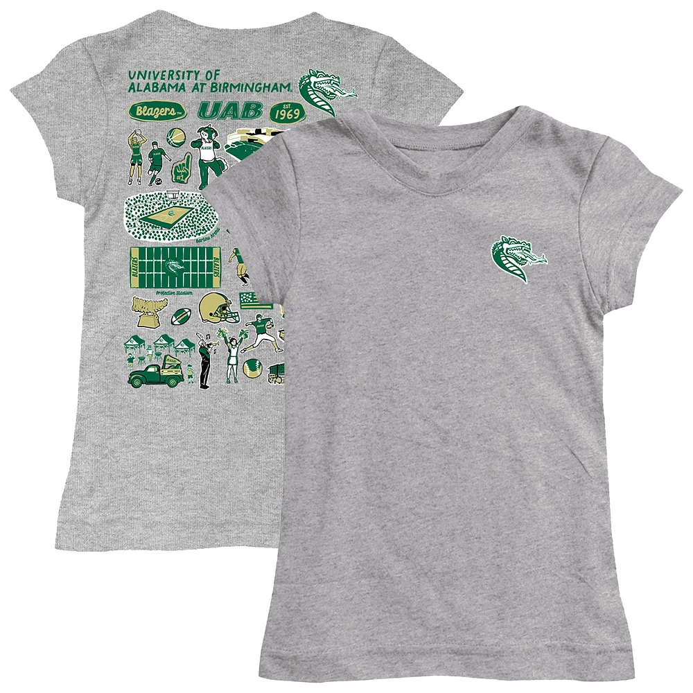 Girls Toddler Vive La Fete Heather Gray UAB Blazers Impressions Artwork T-Shirt