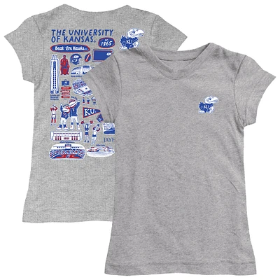 Girls Toddler Vive La Fete Heather Gray Kansas Jayhawks Impressions Artwork T-Shirt