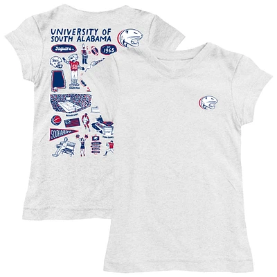 Girls Toddler Vive La Fete White South Alabama Jaguars Impressions Artwork T-Shirt