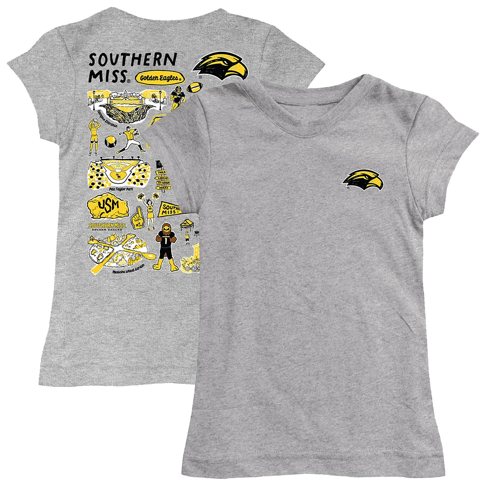 Girls Toddler Vive La Fete Heather Gray Southern Miss Golden Eagles Impressions Artwork T-Shirt