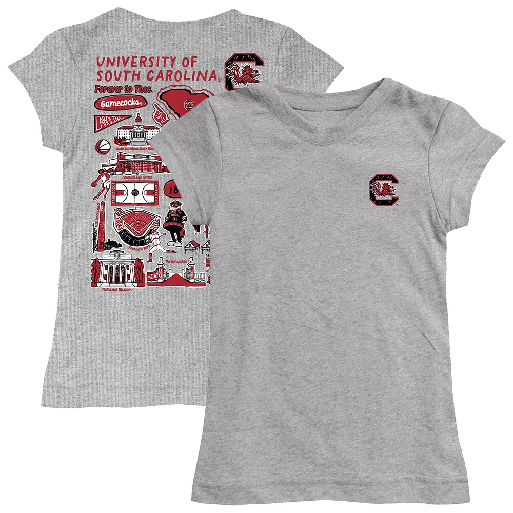 Girls Toddler Vive La Fete Heather Gray South Carolina Gamecocks Impressions Artwork T-Shirt