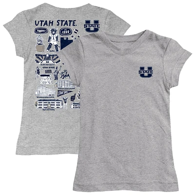 Girls Toddler Vive La Fete Heather Gray Utah State Aggies Impressions Artwork T-Shirt