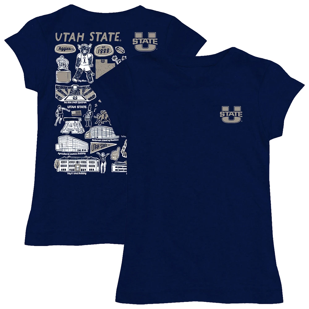 Girls Toddler Vive La Fete Navy Utah State Aggies Impressions Artwork T-Shirt