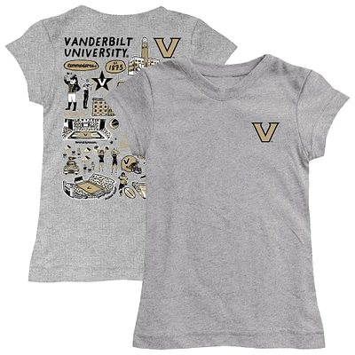 Girls Toddler Vive La Fete Heather Gray Vanderbilt Commodores Impressions Artwork T-Shirt