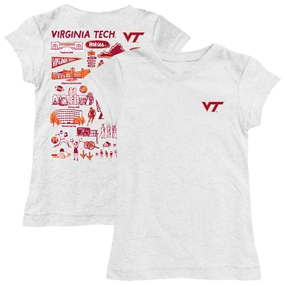 Girls Toddler Vive La Fete White Virginia Tech Hokies Impressions Artwork T-Shirt