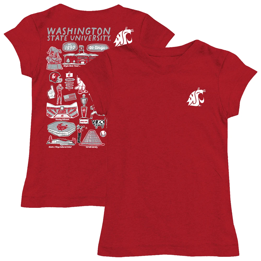 Girls Toddler Vive La Fete Crimson Washington State Cougars Impressions Artwork T-Shirt
