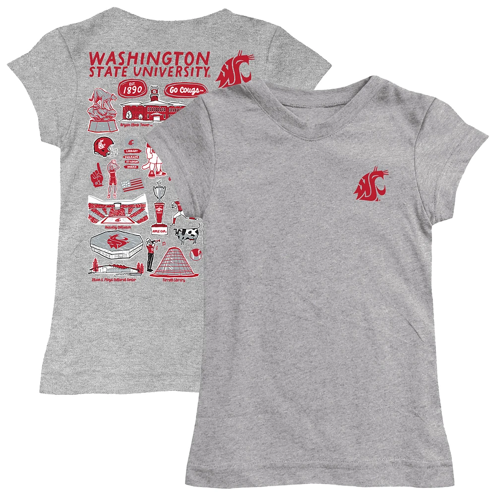 Girls Toddler Vive La Fete Heather Gray Washington State Cougars Impressions Artwork T-Shirt