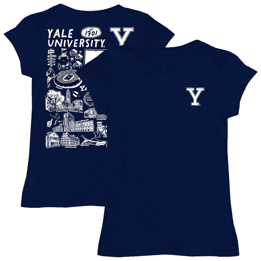 Girls Toddler Vive La Fete Navy Yale Bulldogs Impressions Artwork T-Shirt