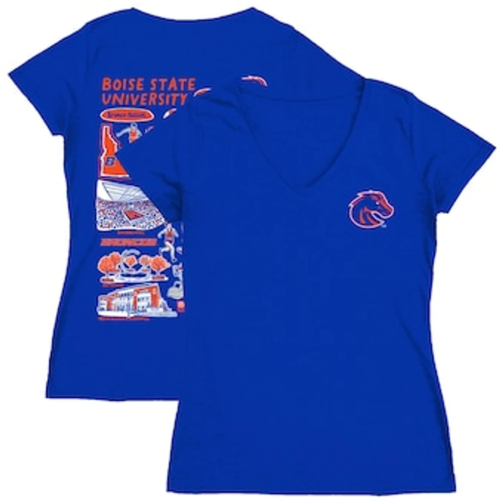 Women's Vive La Fete Royal Boise State Broncos Impressions Artwork V-Neck T-Shirt