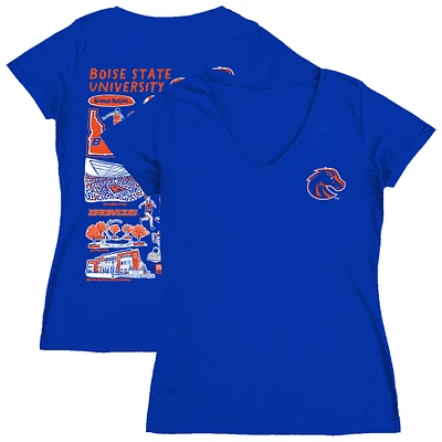 Women's Vive La Fete Royal Boise State Broncos Impressions Artwork V-Neck T-Shirt