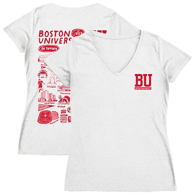 Women's Vive La Fete White Boston University Impressions Artwork V-Neck T-Shirt