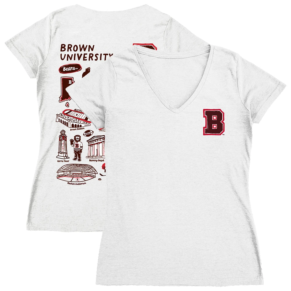 Women's Vive La Fete Brown Bears Impressions Artwork V-Neck T-Shirt