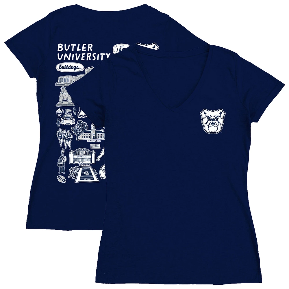 Women's Vive La Fete Navy Butler Bulldogs Impressions Artwork V-Neck T-Shirt