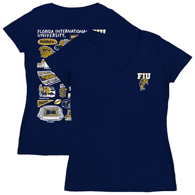Women's Vive La Fete Navy FIU Panthers Impressions Artwork V-Neck T-Shirt