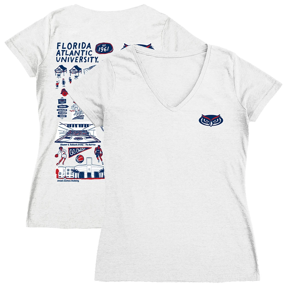 Women's Vive La Fete Florida Atlantic Owls Impressions Artwork V-Neck T-Shirt