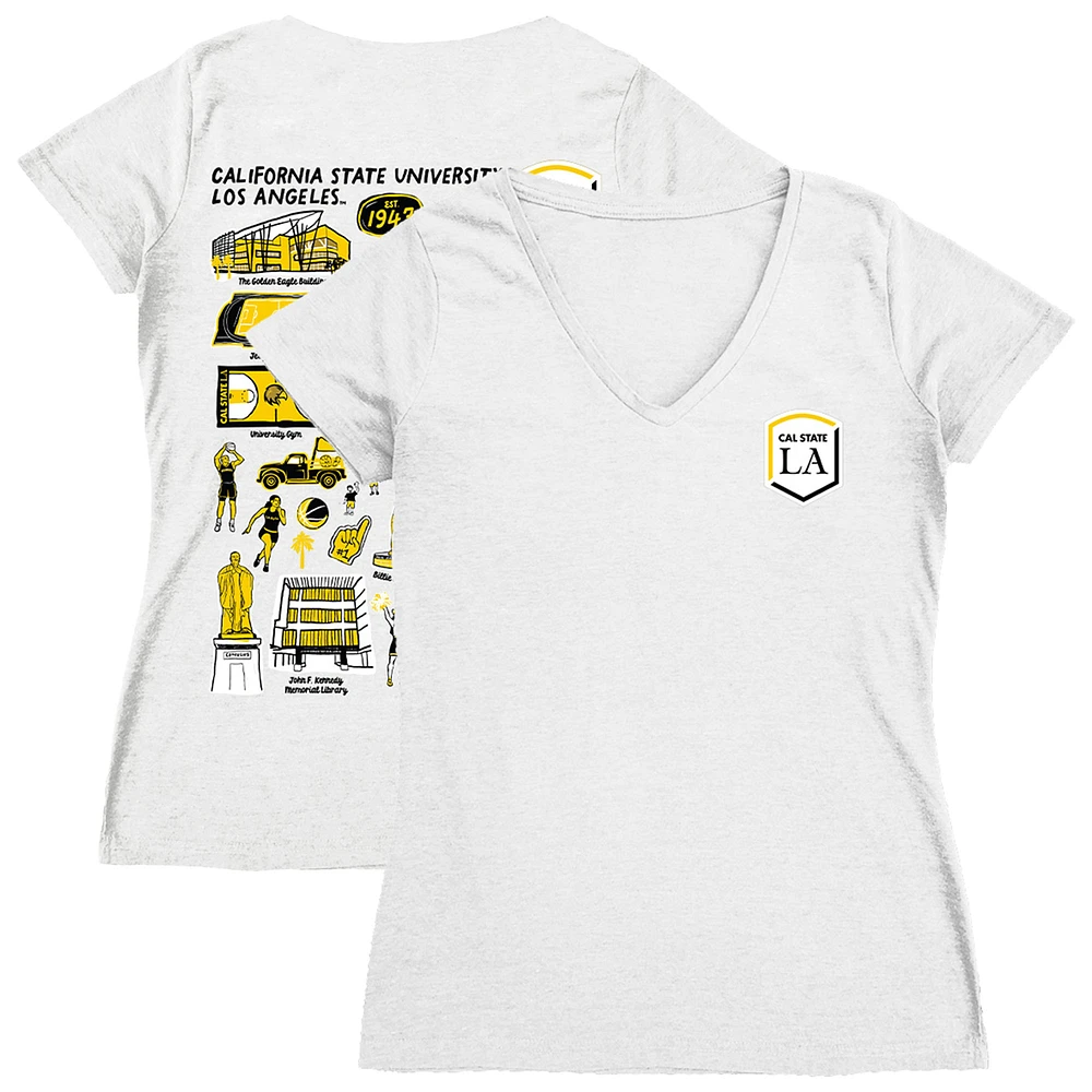 Women's Vive La Fete Cal State L.A. Golden Eagles Impressions Artwork V-Neck T-Shirt
