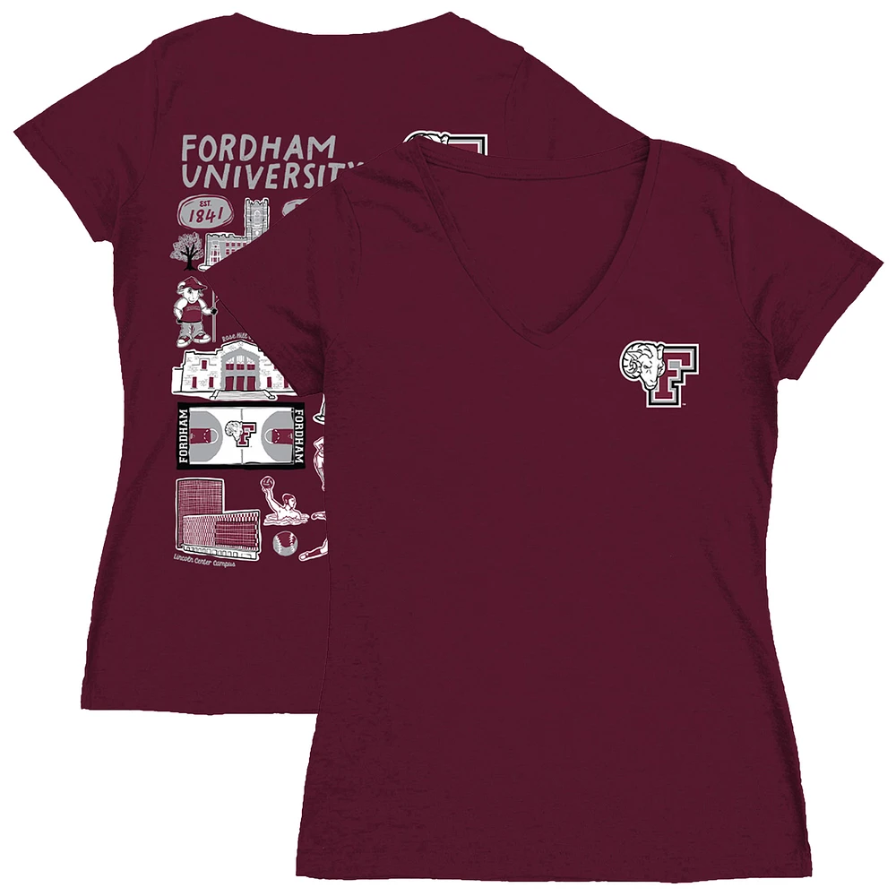 Women's Vive La Fete Maroon Fordham Rams Impressions Artwork V-Neck T-Shirt