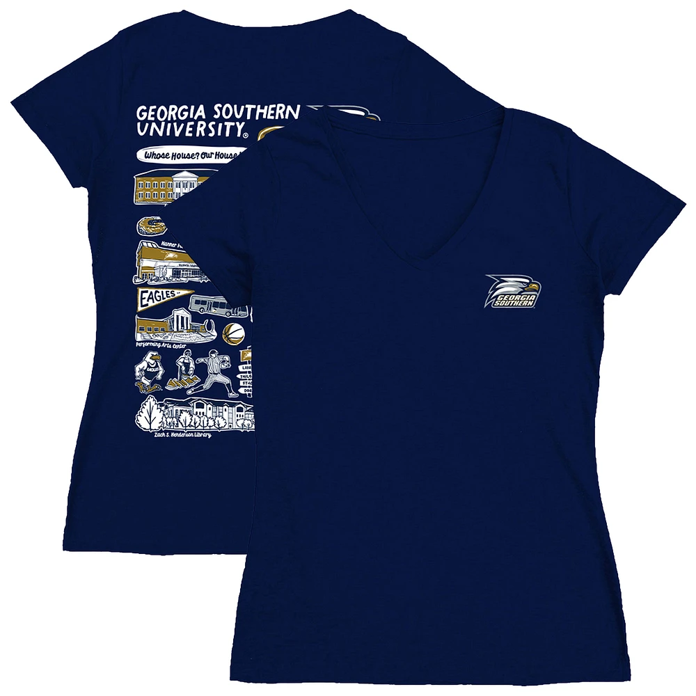 Women's Vive La Fete Navy Georgia Southern Eagles Impressions Artwork V-Neck T-Shirt