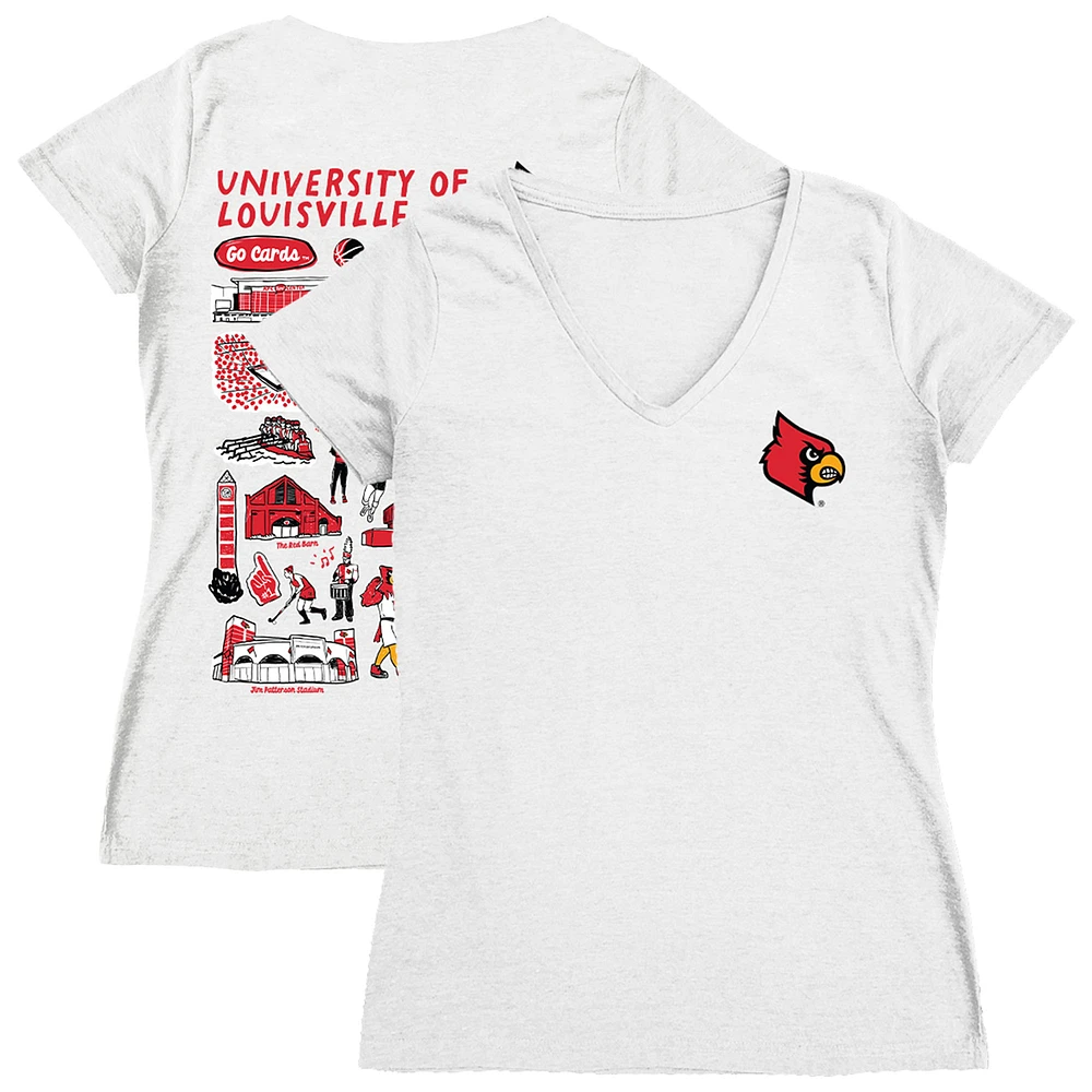 Women's Vive La Fete Louisville Cardinals Impressions Artwork V-Neck T-Shirt