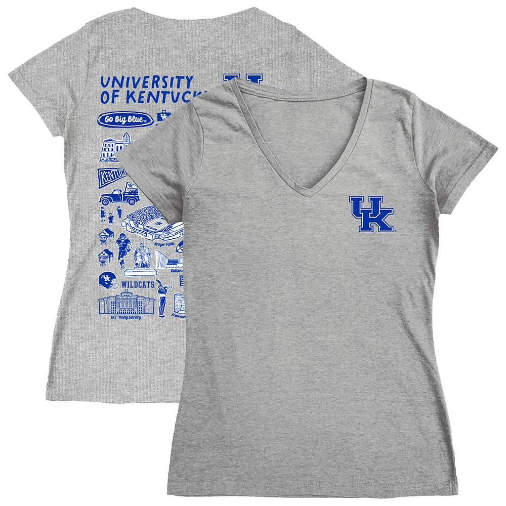 Women's Vive La Fete Gray Kentucky Wildcats Impressions Artwork V-Neck T-Shirt