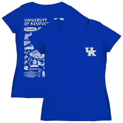 Women's Vive La Fete Royal Kentucky Wildcats Impressions Artwork V-Neck T-Shirt