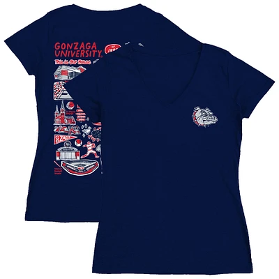 Women's Vive La Fete Navy Gonzaga Bulldogs Impressions Artwork V-Neck T-Shirt