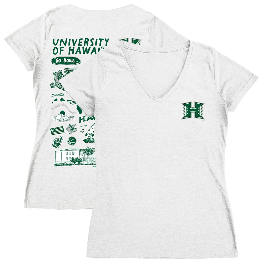 Women's Vive La Fete Hawaii Rainbow Warriors Impressions Artwork V-Neck T-Shirt