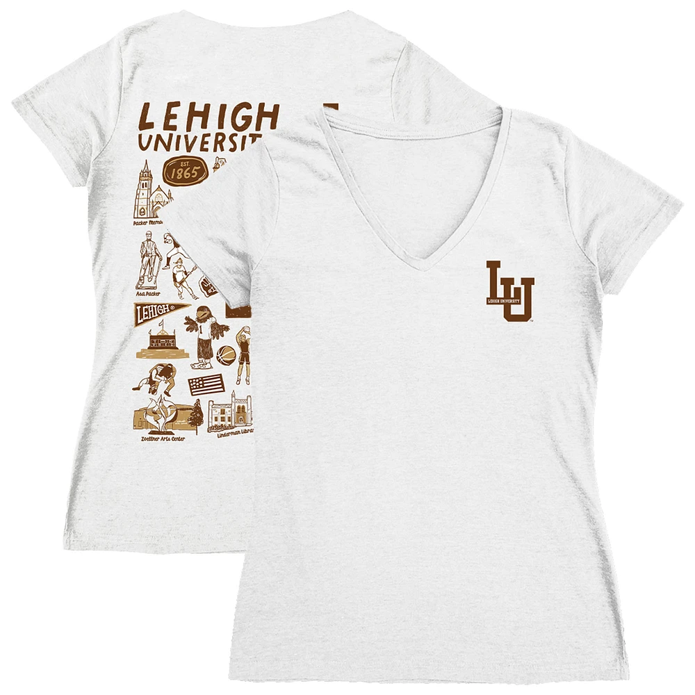 Women's Vive La Fete Lehigh Mountain Hawks Impressions Artwork V-Neck T-Shirt