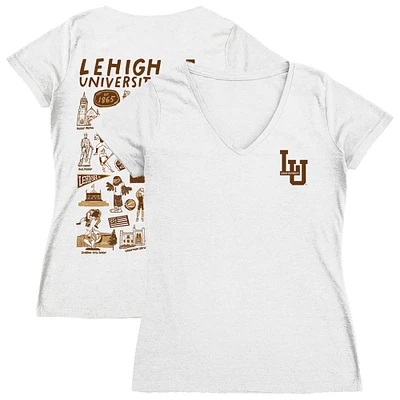 Women's Vive La Fete Lehigh Mountain Hawks Impressions Artwork V-Neck T-Shirt