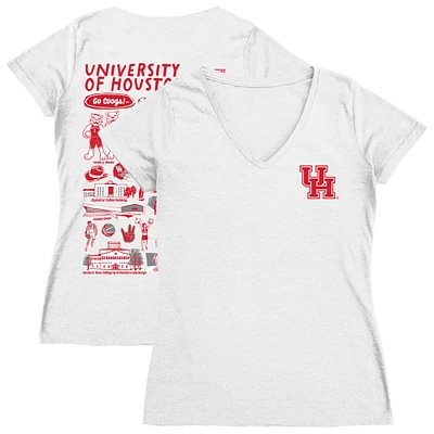 Women's Vive La Fete White Houston Cougars Impressions Artwork V-Neck Fitted T-Shirt