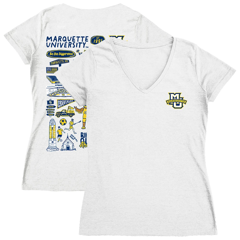 Women's Vive La Fete Marquette Golden Eagles Impressions Artwork V-Neck T-Shirt